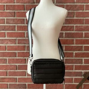THINK ROYLN Black Crossbody Bag with Gray Strap